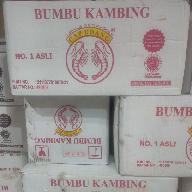 

bumbu kambing cap udang 1dus 12kg 12pak