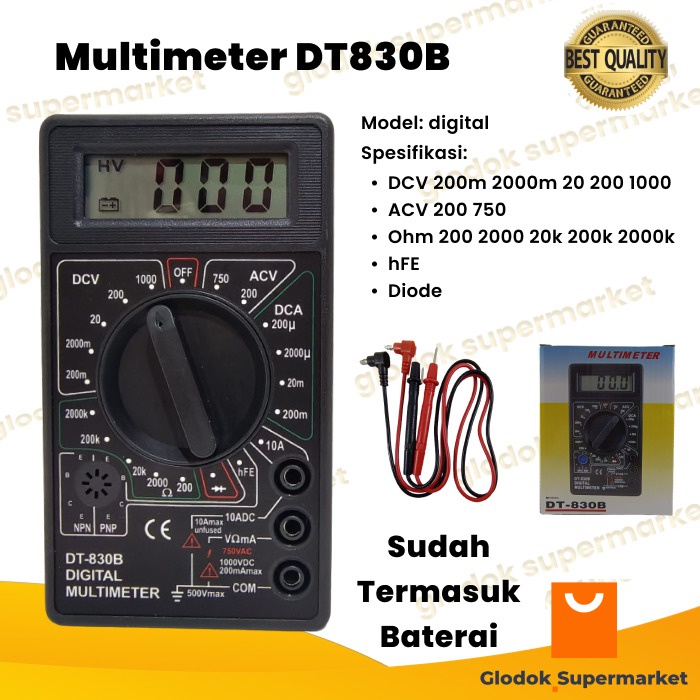 Multimeter Digital DT830B Tester DT 830 B Avometer DT-830B