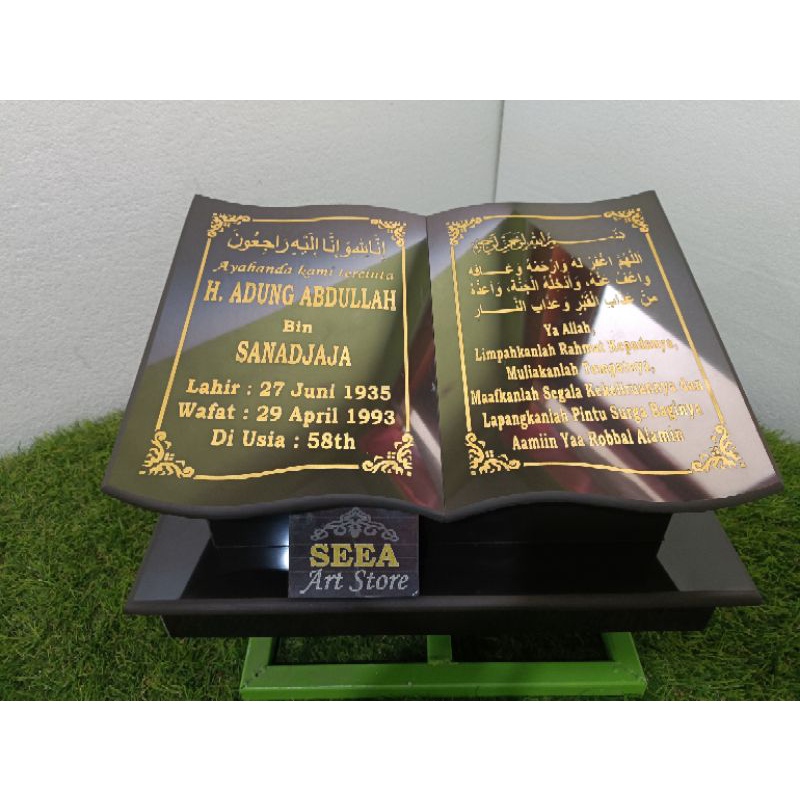 batu nisan full granit tille bentuk buku