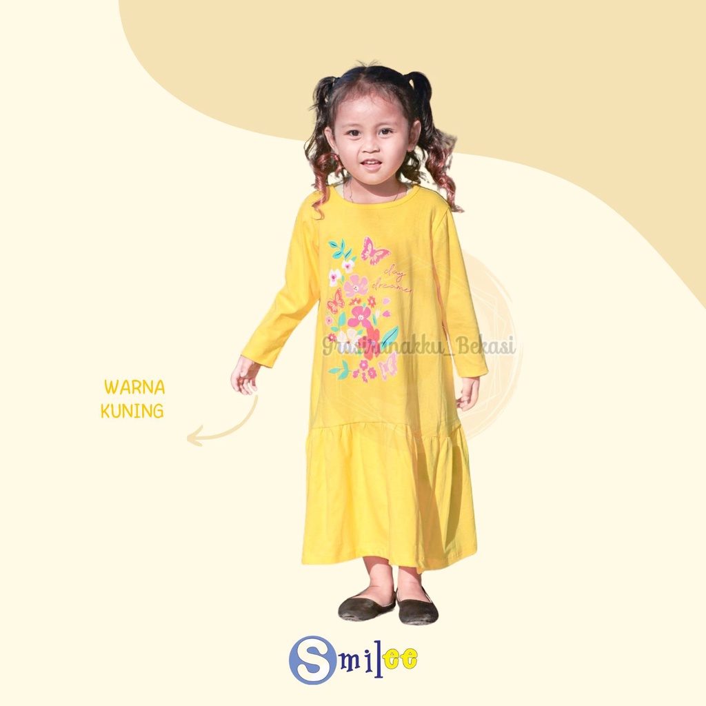 Gamis Kaos Anak Aplikasi Sablon Mix Warna Size 2-8t