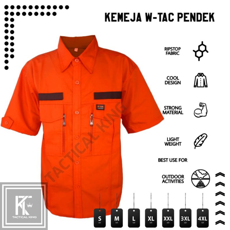 Kemeja Tactical W. tac Lengan Pendek Oranye / Seragam Partai