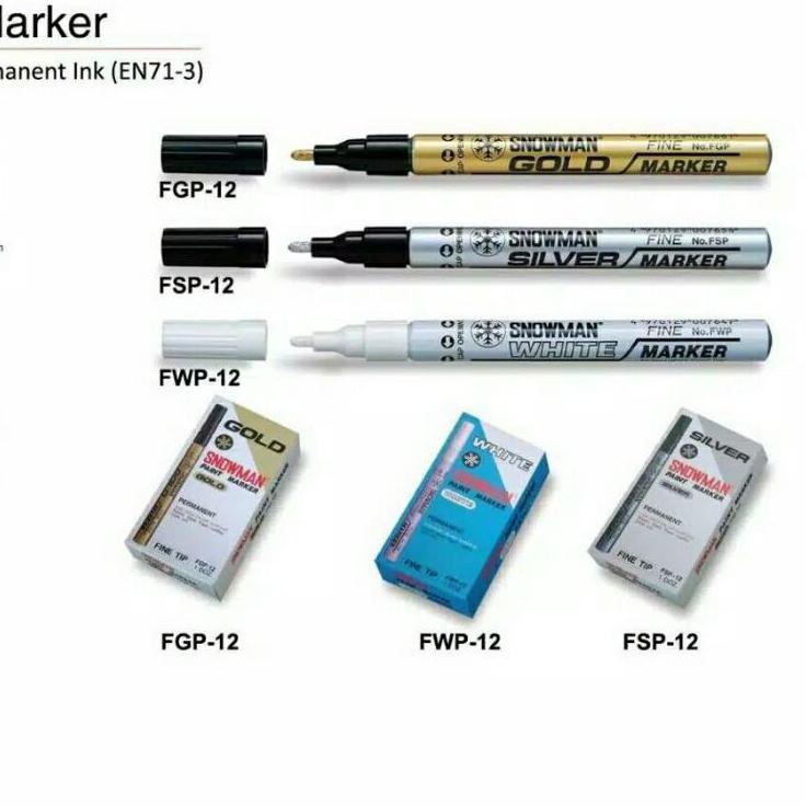 

Spidol Snowman Permanen Marker Fine Tip Gold FGP-12 Silver FSP-12 White FWP-12 9YTerlaris 人(⌒ Terlaris 人(⌒