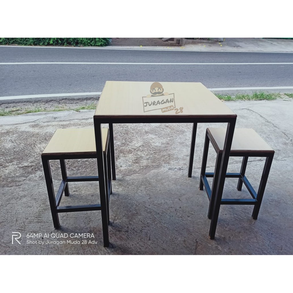 Set Meja makan / meja Cafe Kafe / Restoran Minimalis 2 Kursi 1 Meja