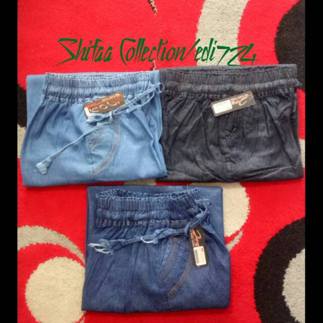 Celana Kulot Soft Jeans Pendek 7/8 , Size Standar (40-60 kg) dan Jumbo (B 60-80 kg)