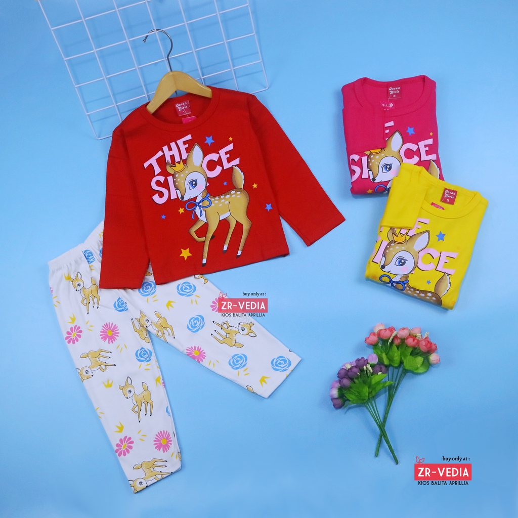 Piyama Miku uk 1-3 Tahun / Setelan Kaos Baju Tidur Cewek IMPORT Anak Perempuan Lengan Celana Panjang