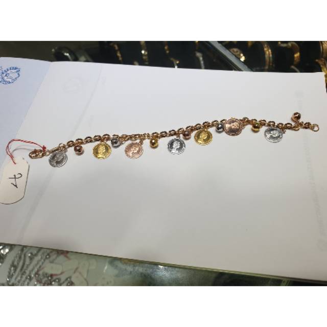 Gelang emas 375 rantai nori gantungan koin elisabeht