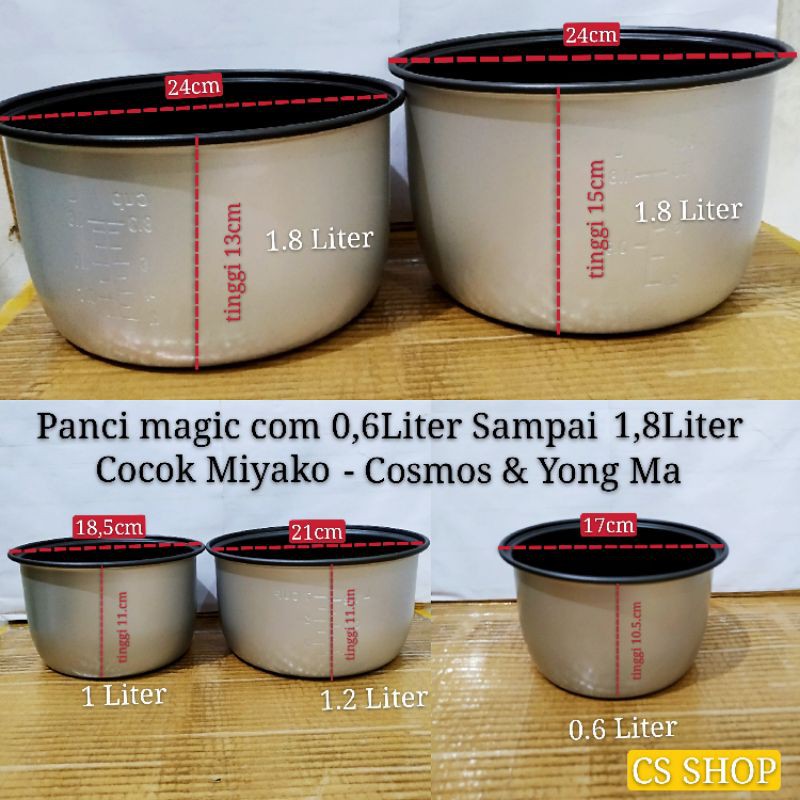 Panci rice cooker 0.6liter sampai 1.8liter miyako/Panci Magic Com/Dalaman Magic Com atau Rice Cooker