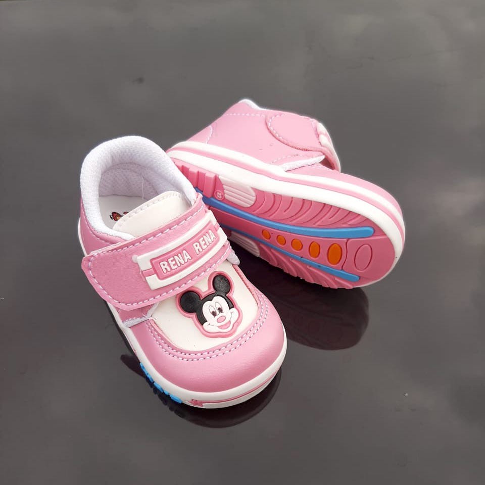 TOKOERS SNP08 Sepatu Sneaker Anak Perempuan Laki laki Micky Mouse Sol Karet bunyi cit Umur 1 2 3 thn