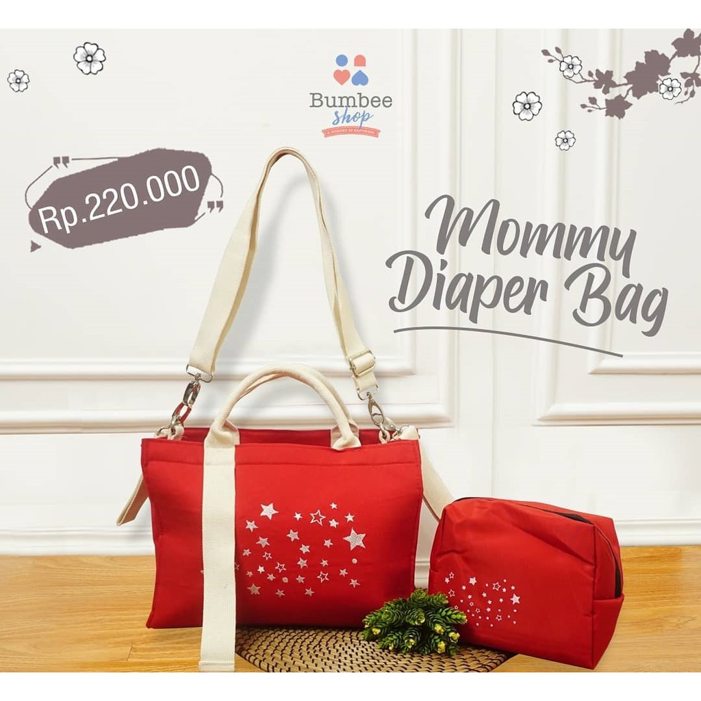 Mommy Diaper Bag Red Kanvas Bumbee Collection