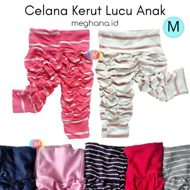 Legging Kerut 3-4 tahun / Celana Anak Perempuan Murah Adem /Celana Harian /Celana Ulat Santai Size M