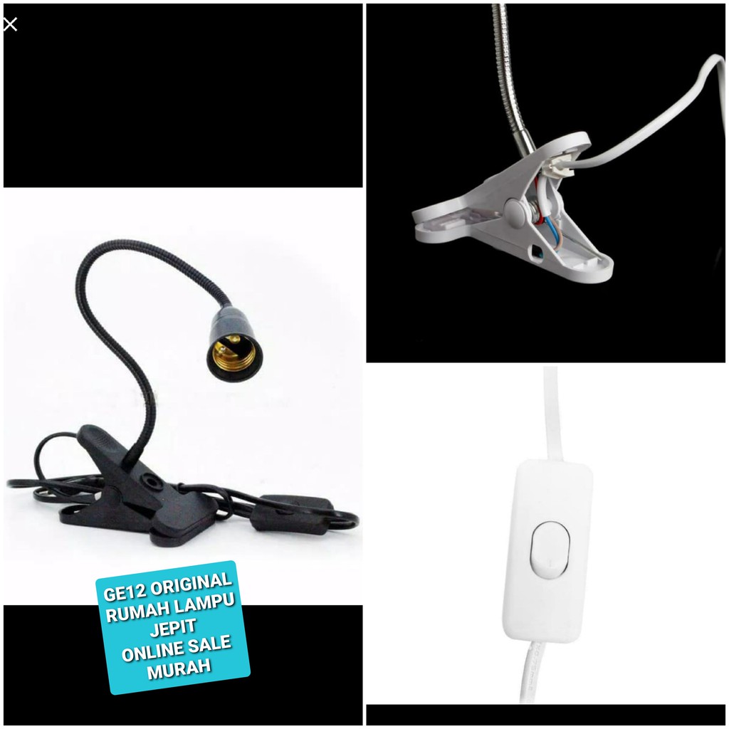 G12 Original rumah lampu belajar jepit lampu baca fitting e27 clamp led light power terang saklar mesin fleksibel belalai lentur lamp meja emergency bohlam penerangan hias Senter gantung sorot dinding  Bisa segala jenis lampu  Lampu Meja Jepit Fleksibel F