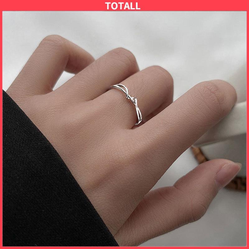 COD Cincin Garis Sederhana Cincin Geometris Wanita Cincin Lembut Terbuka Cincin Jari Telunjuk Pacar-Totall