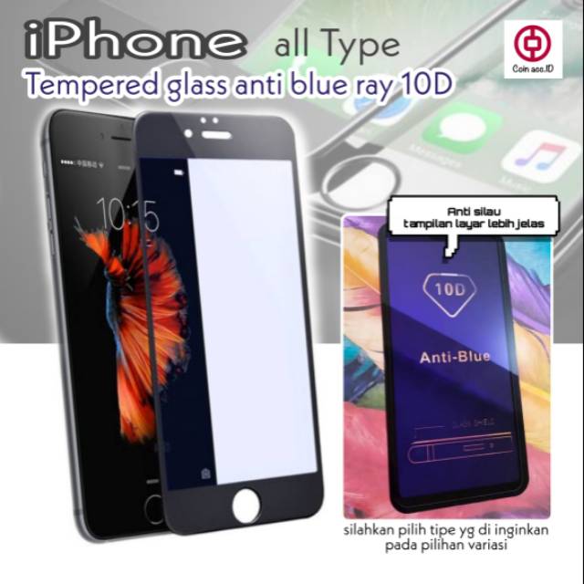 Tempered Glass IPHONE 11 pro/X/XR/XS max/5/6/6S/6 PLUS/7/8/7 PLUS/8+/12 - anti UV blue ray light10D