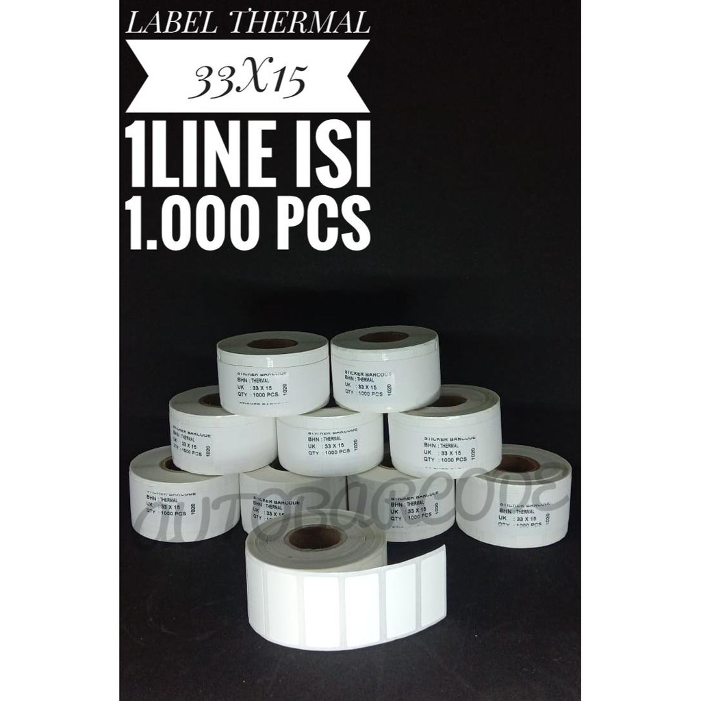 Stiker Label Barcode 1Line Thermal 33x15 isi 1.000 PCS Direct Thermal Label Harga 1 Line