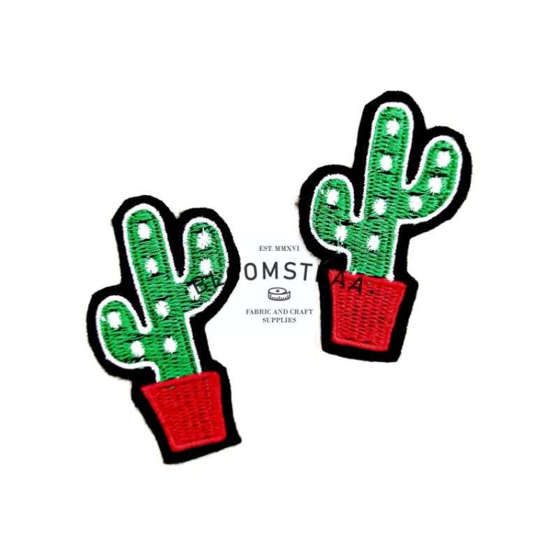 Patch Cactus Bordir Kaktus embroidery patches Aplikasi jahit Emblem