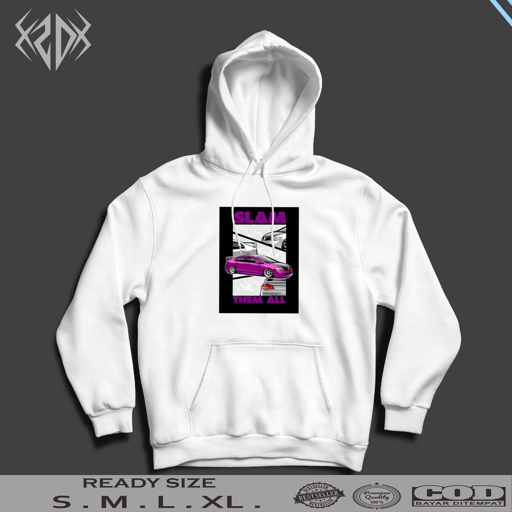 JAKET HOODIE HONDA CIVIC FD SLAM THEM ALL 01 / JAKET PRIA / HOODIE PRIA / JAKET KEREN