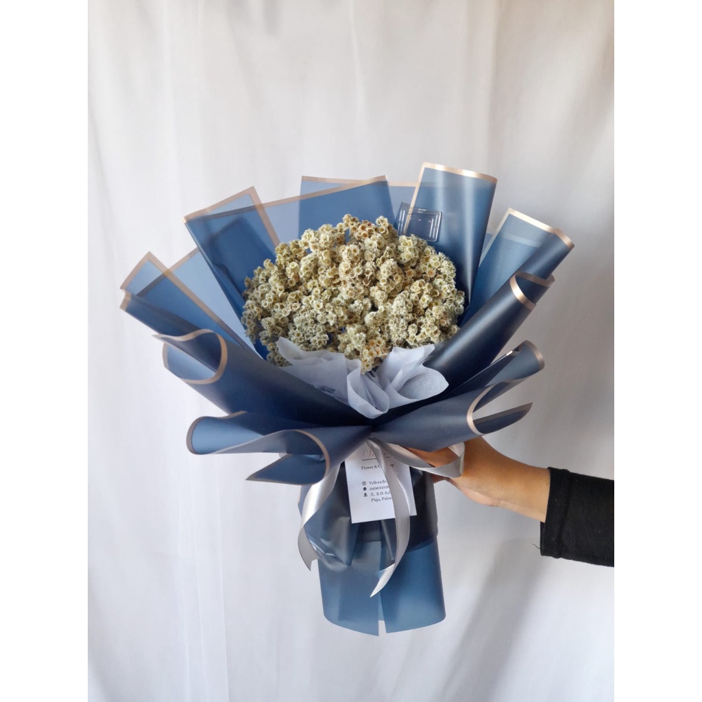 Buket Bunga Edelweiss Small/Buket Wisuda/ Buket Bunga Kering