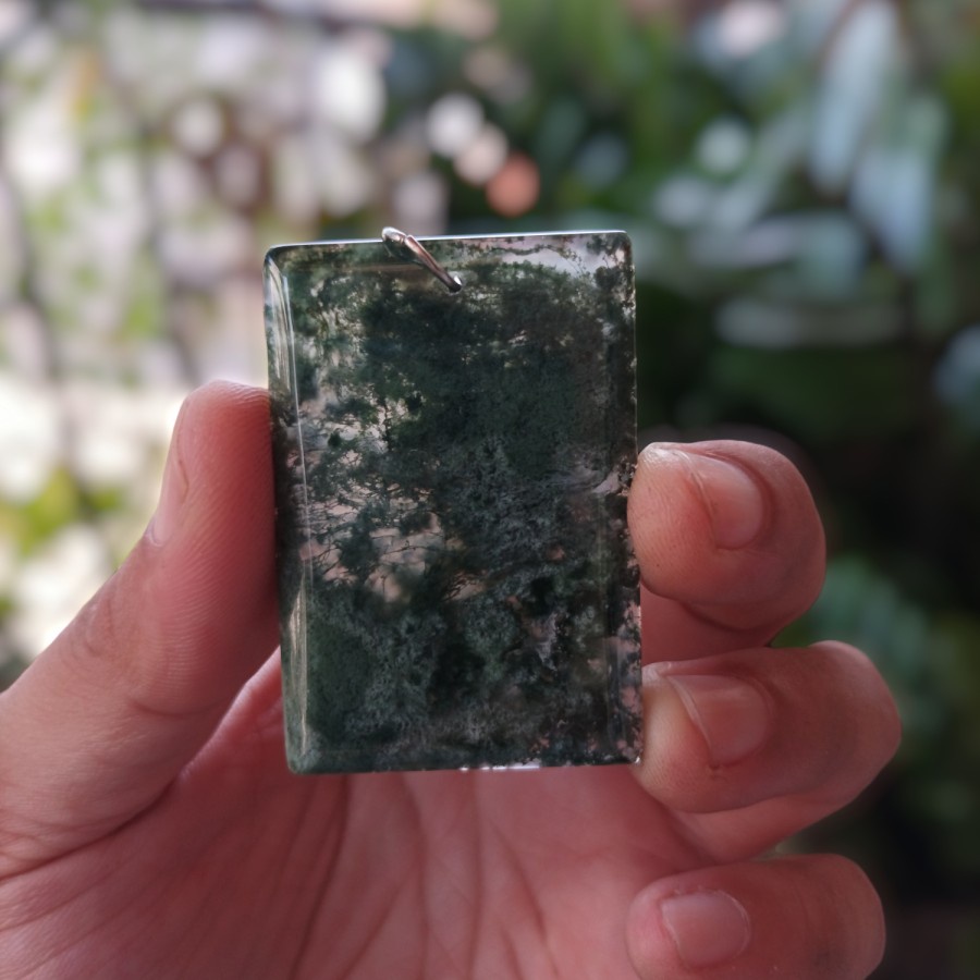Liontin Batu Lumut Hijau Natural Alami Stone