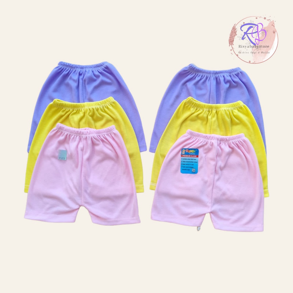 1/2 lusin (6pcs) Celana pendek bayi 0-6 bulan / 3 pcs celana polos bayi newborn