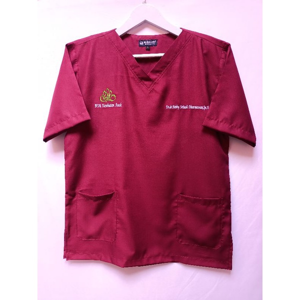 Bordir nama, logo scrubs baju jaga,  baju oka, gown, asdanasn_scrubs