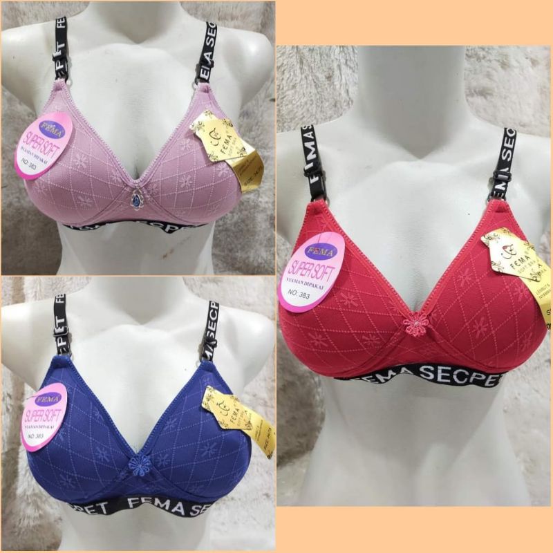 bra wanita fema motif daily busa sedang tanpa kawat pengait 2 - bh cewek - pakaian dalam