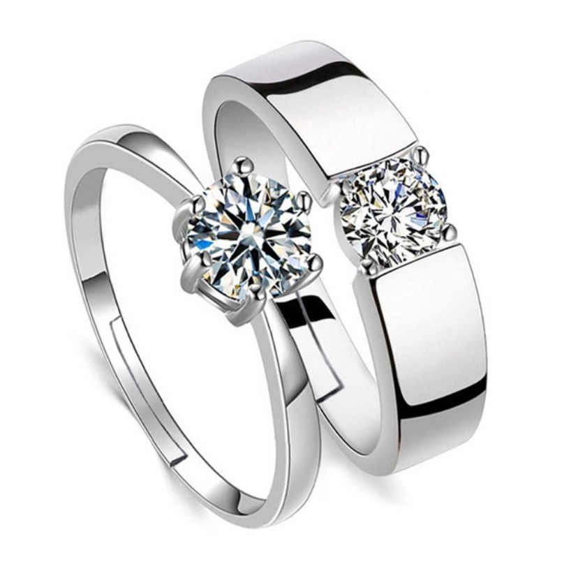 Cincin Couple Anti Karat 02 S925 Wanita Lamaran Tunangan Kawin Korea Fashion Sterling Silver Plated