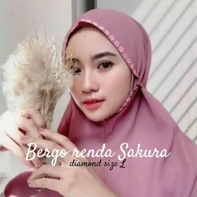 Bergo Renda Sakura / Bergo Maryam Motif Bunga