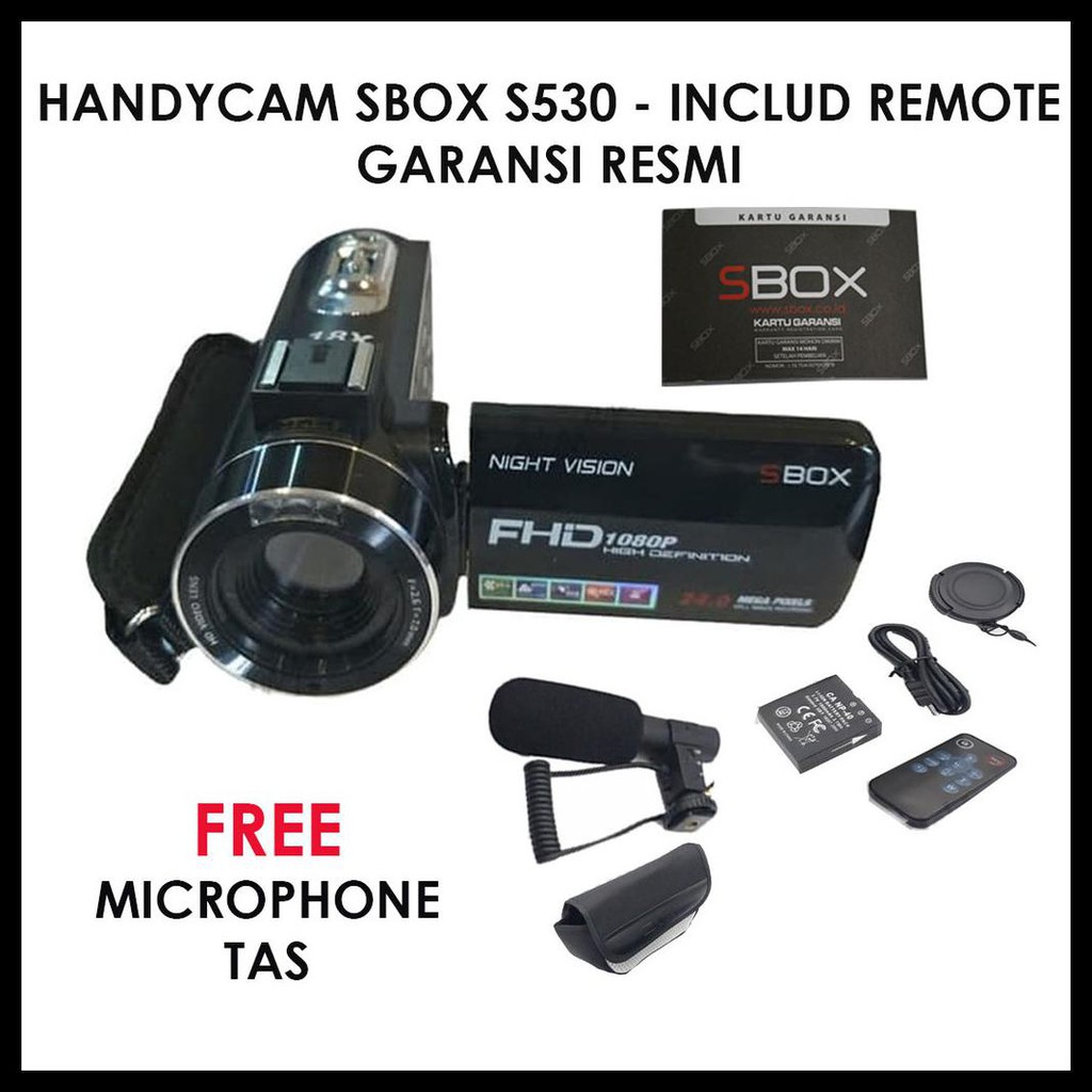 {BISA COD} HANDYCAM SBOX S530 24MP FULL HD WITH NIGHT VISION - CAMCORDER INFRARED HDMI PRODUK
