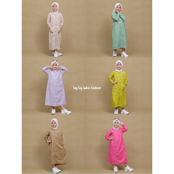 Midi Dress Anak Katun Linen Rami Premium Baby Size