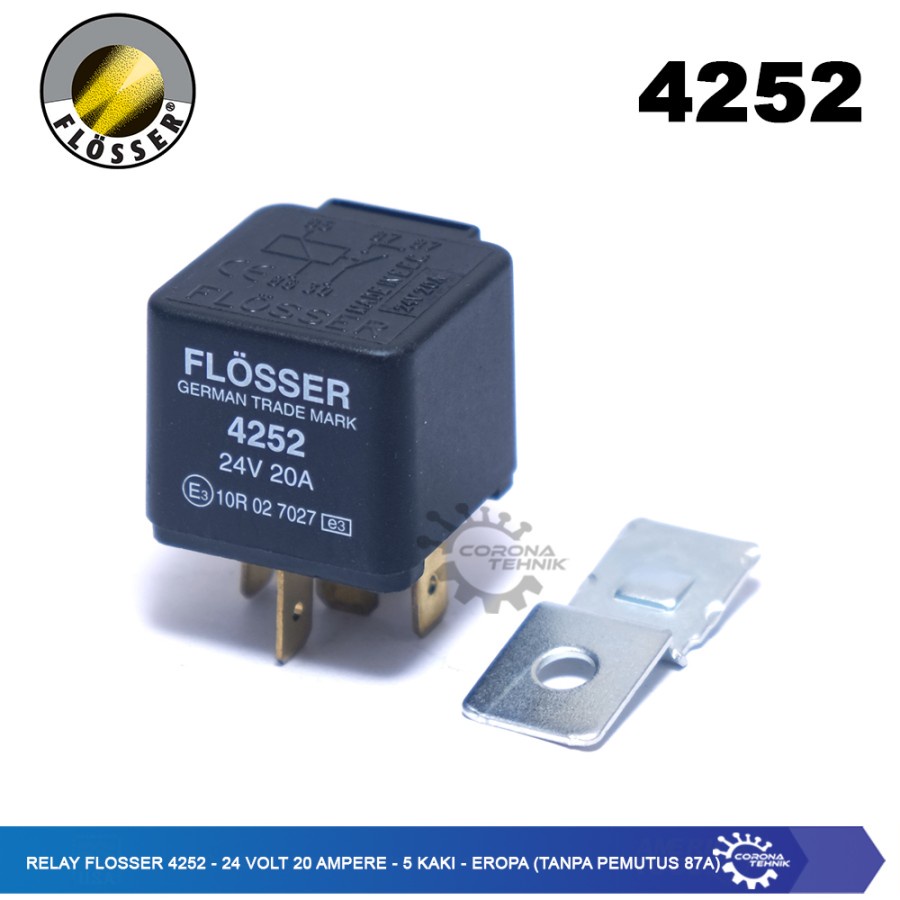 5 Kaki - Eropa (tanpa 87a) - Relay Flosser 4252 - 24 Volt 20 Ampere