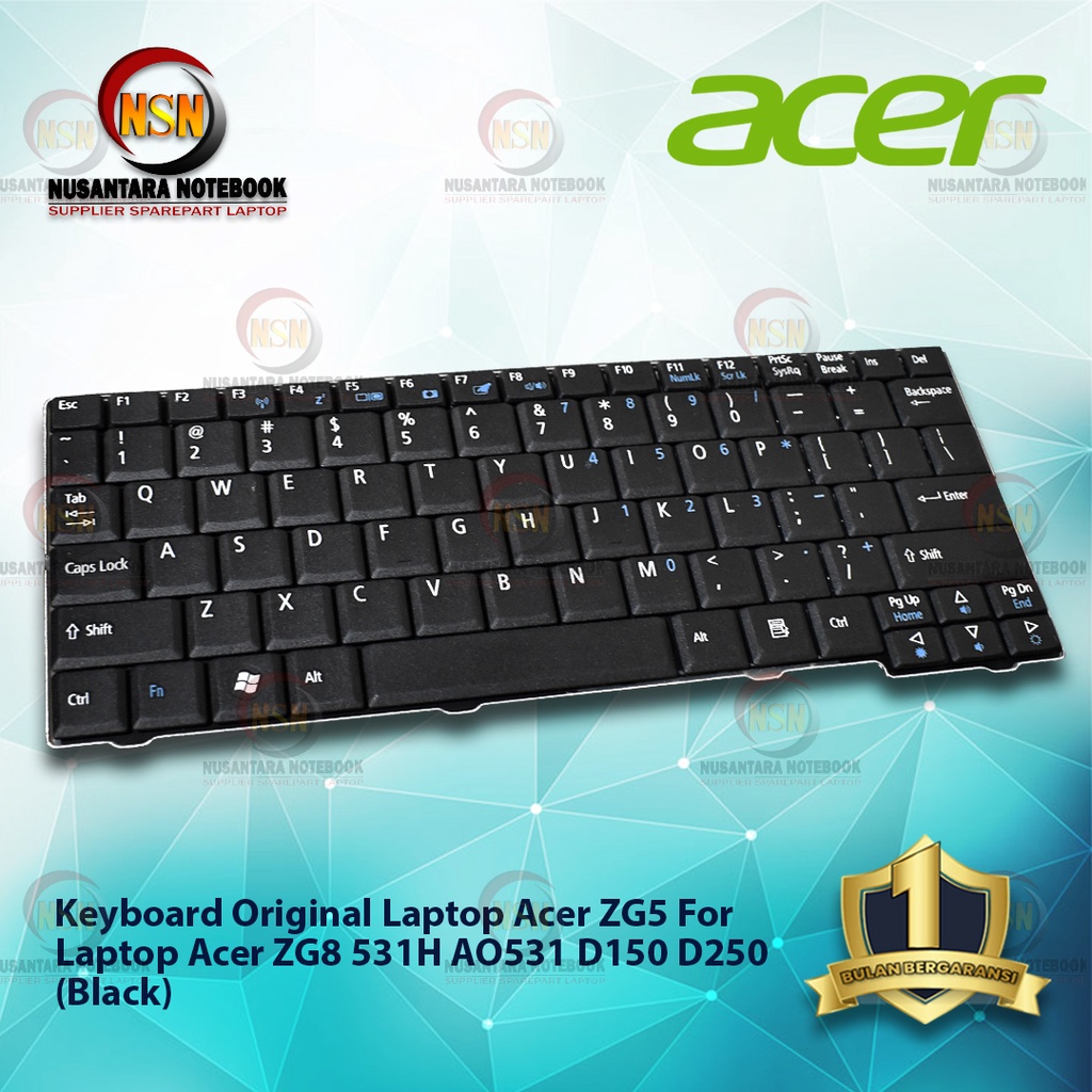 Keyboard Acer ZG5 for Laptop Acer ZG8 531H AO531 D150 D250 Hitam Black