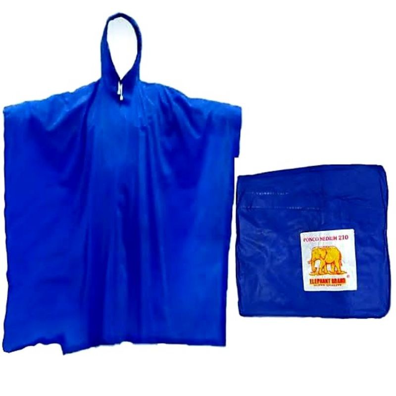 Jas Hujan Ponco Poncho Medium 210 biru Elephant Gajah size Dewasa