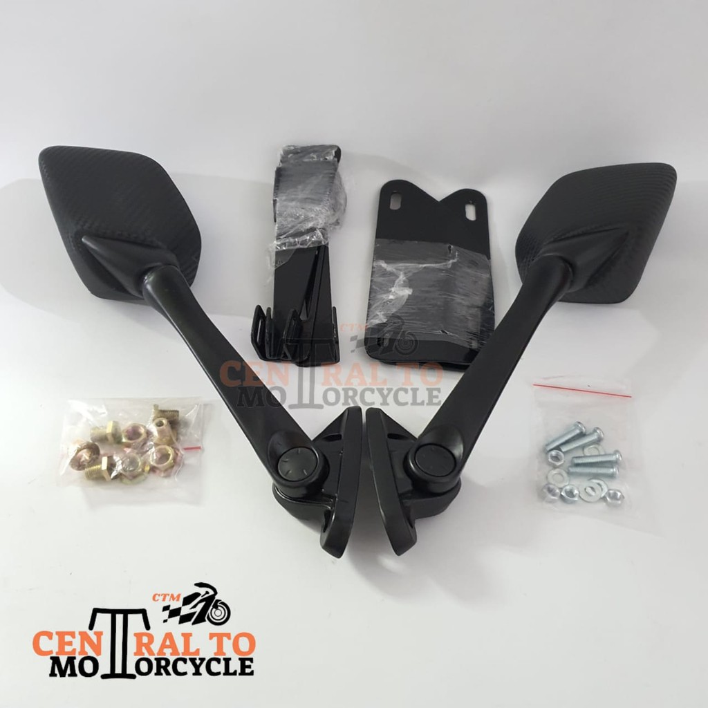 [PAKET SPION NMAX] SPION R25 CARBON TANGKAI PANJANG + BREKET SERPO OLD NEW + 4 PCS BAUTANTI JEBOL