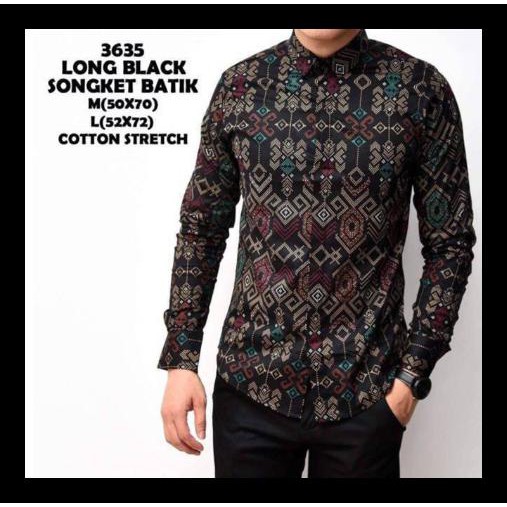 Baju Batik Pria Lengan Panjang Kemeja Batik Pria SONGKET - Hijau Tosca, M BERKUALITAS