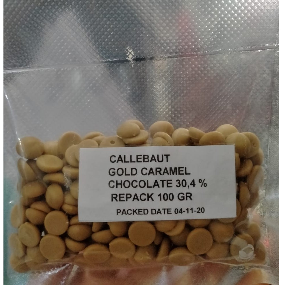 

Barey Callebaut Gold Caramel Chocolate Callets Rep 100gr - Couverture 30.4%- Barey Gosend/Grab Only!