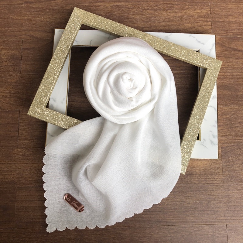 Part 1 Voal Arabian Jilbab Polos Sahara Hijab Segiempat-Broken White