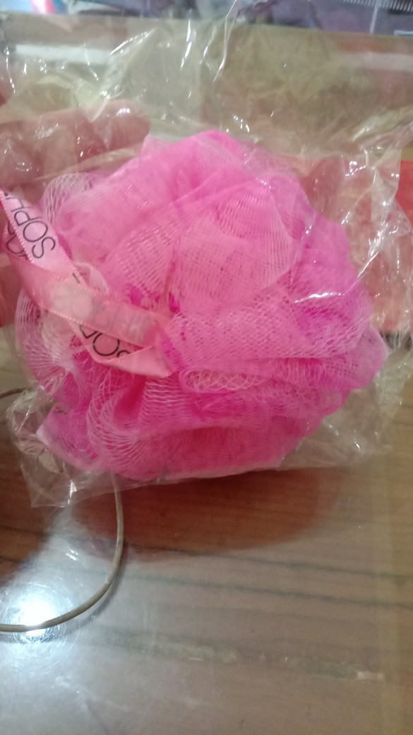 Lovely Shower Puff Stlsp Sophie Martin Paris Original Spons Mandi Sabut Pink
