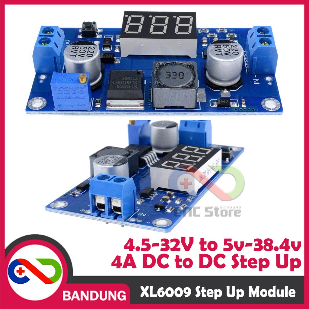 MODULE STEP UP STEP-UP XL6009 ADJUSTABLE DC TO DC BOOST CONVERTER 4A VOLTMETER