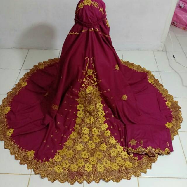 Mukena Bordir Padang Jumbo Maroon Bukittinggi