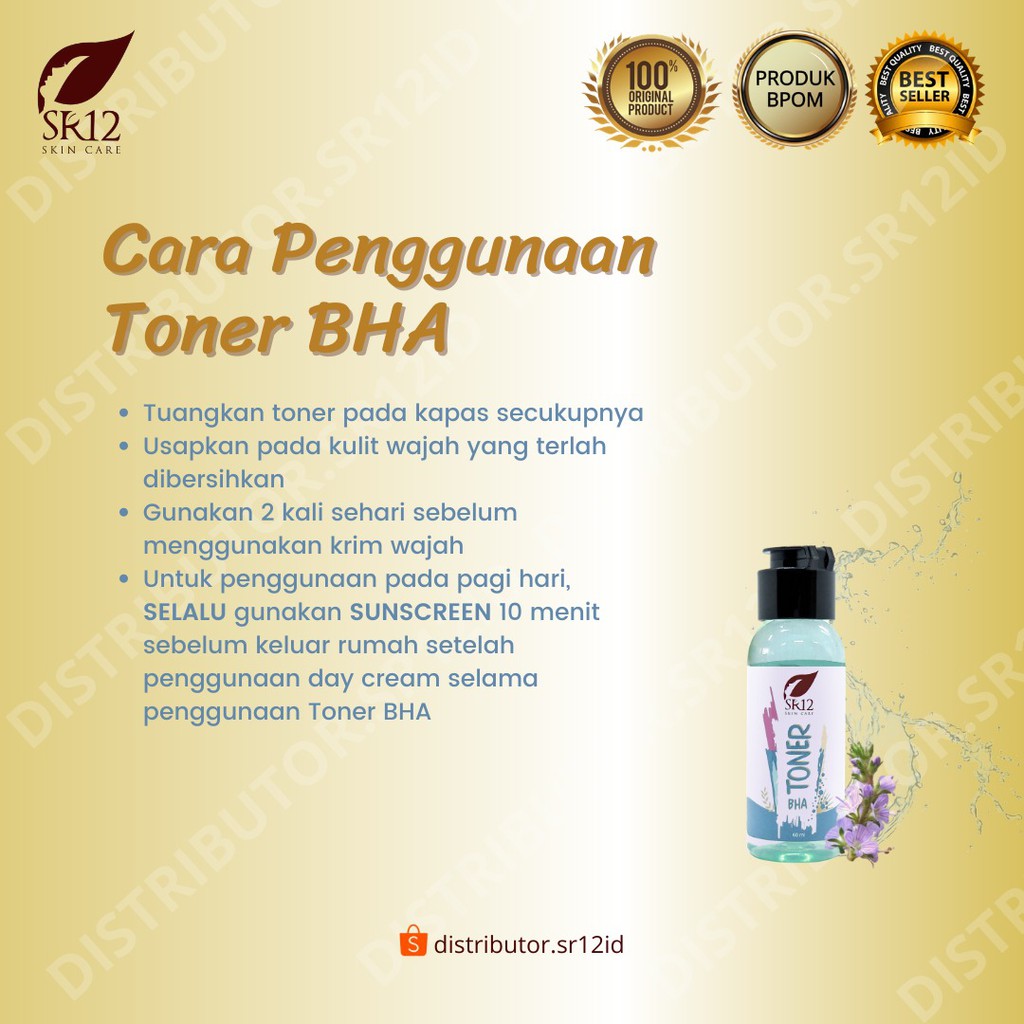 Toner BHA SR12 Expoliating Toner Perawatan Wajah Kulit Berminyak Jerawat Batu dan Beruntus