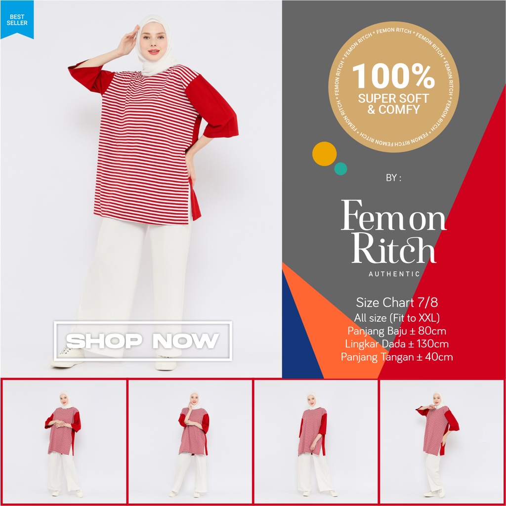 Atasan Wanita Kaos Oversize Wanita Busui Friendly Oversized Jumbo Lengan 7/8 LD 130 Basic Premium