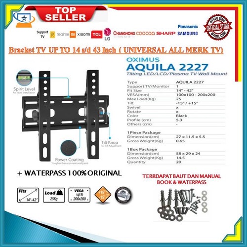 BRACKET TV LED LCD MONITOR Braket tv 14 32 inch LCD 24"-43 inch 2227