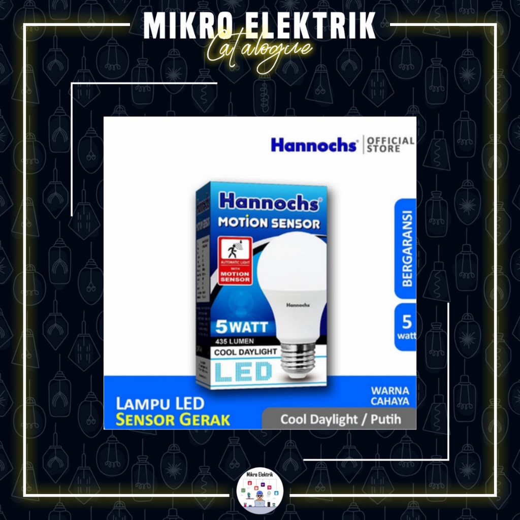 Hannochs Lampu LED Motion Sensor 5 Watt Cahaya Putih