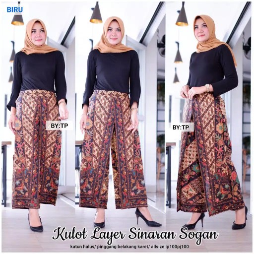 Kulot Layer Sinaran Sogan Batik Wanita Katun Karet Modern Premium Exclusive High Quality Tumpuk