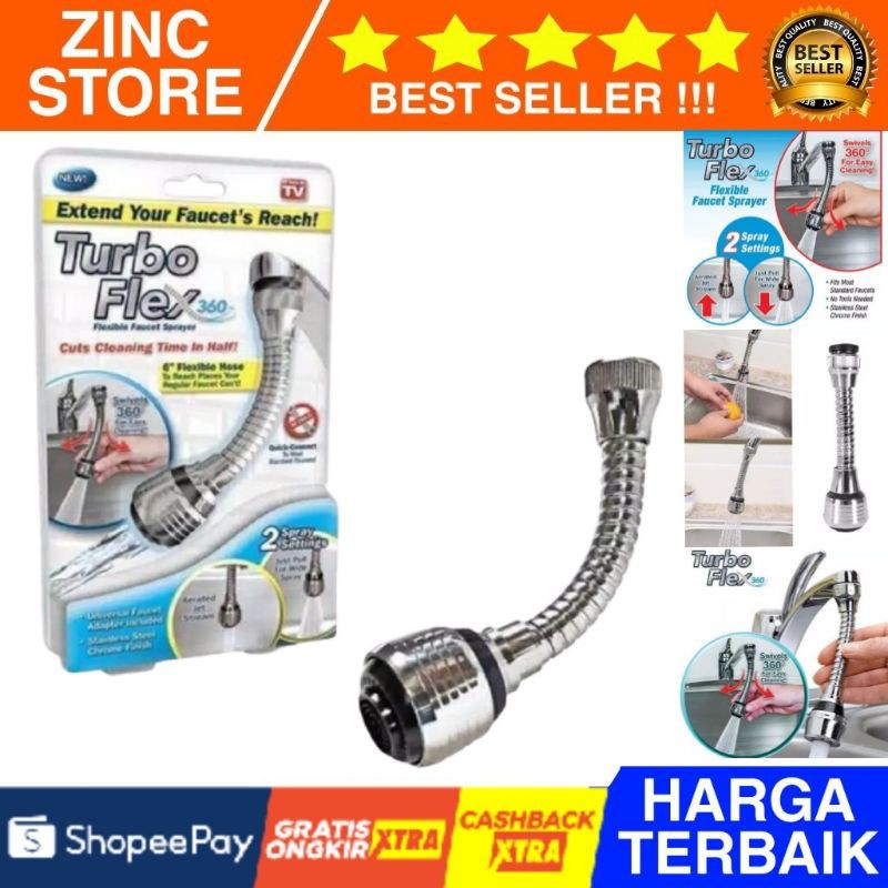 Kran Cuci Piring Fleksibel Stainless - Sambungan Keran Cuci Piring Air Wastafel - Turbo Flex 360