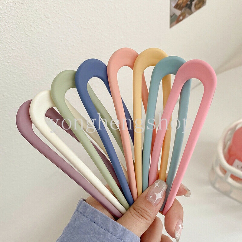 Jepit Rambut Bentuk U Warna Permen Matte Untuk Wanita