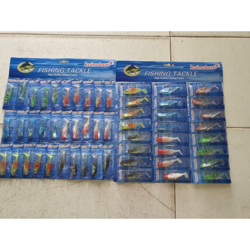 Umpan pancing soflure koinobori karet bentuk ikan 1 buah lembut umpan siakap casting treble hook