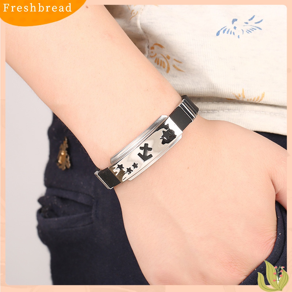 ?Fresh?? Gelang Tali Silikon Pria dengan Pelat Stainless Steel Grafir Gambar 12 Pilihan Zodiak