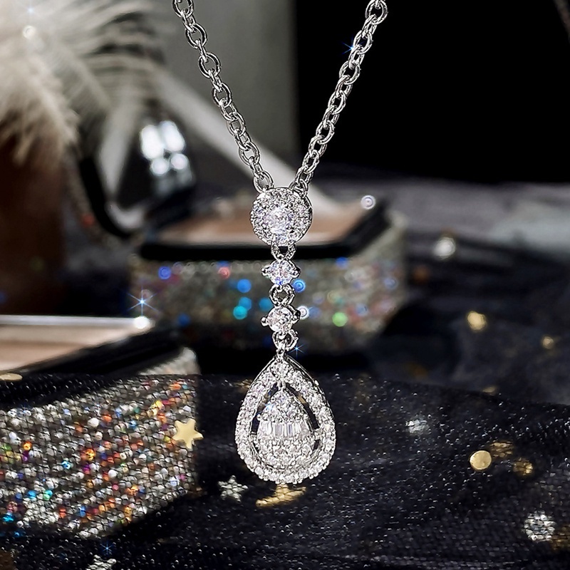 Fancyqube Kalung Liontin Wanita Warna Silver Untuk Pesta Pernikahan