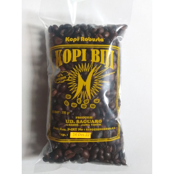 Biji Kopi Murni 100% Robusta ROASTED COFFEE BEAN - 250 gram - Biji Kopi Robusta - Kopi Robusta - Bij